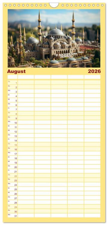 Produktbild: Familienplaner 2026 - Urlaub in Miniatur mit 5 Spalten (Wandkalender, 21 x 45 cm) CALVENDO