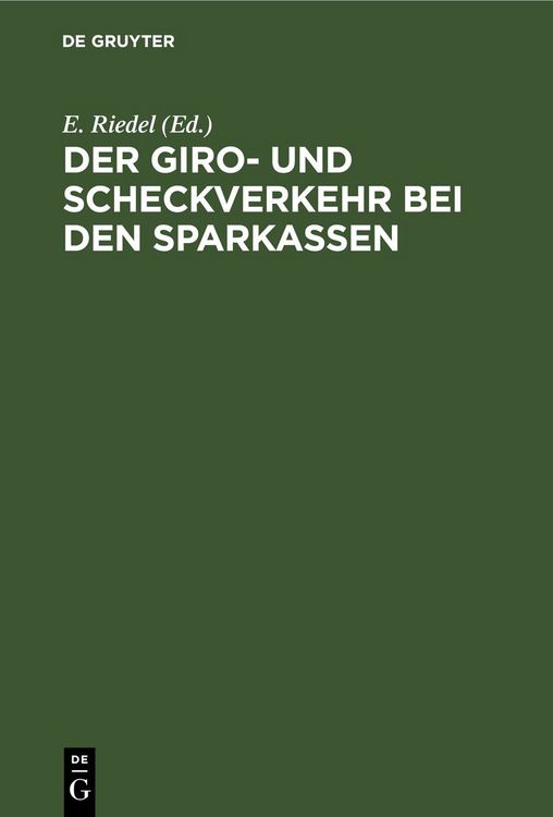 Produktbild: Der Giro- und Scheckverkehr bei den Sparkassen