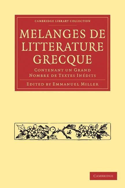 Produktbild: Melanges de Litterature Grecque