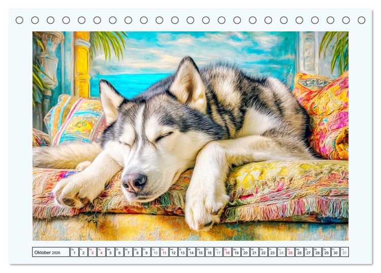 Produktbild: Siberian Husky. Kraftvolle Hunde voller Lebenslust und Energie (Tischkalender 2026 DIN A5 quer), CALVENDO Monatskalender