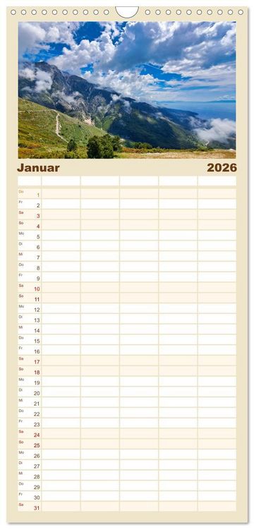 Produktbild: Familienplaner 2026 - Faszinierendes Albanien mit 5 Spalten (Wandkalender, 21 x 45 cm) CALVENDO