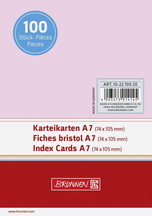 Produktbild: Brunnen Karteikarte A7 unlin rt 100St