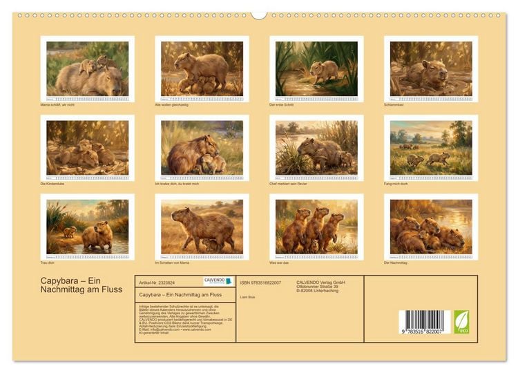 Produktbild: Capybara &ndash; Ein Nachmittag am Fluss (hochwertiger Premium Wandkalender 2027 DIN A2 quer), Kunstdruck in Hochglanz