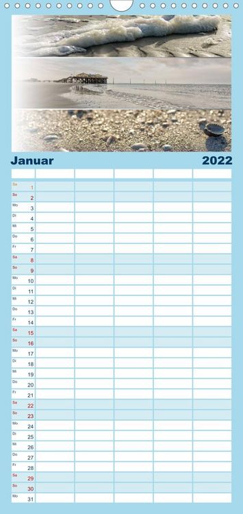 Produktbild: Familienplaner K&uuml;stenstreifen an der Nordsee (Wandkalender 2022 , 21 cm x 45 cm, hoch)