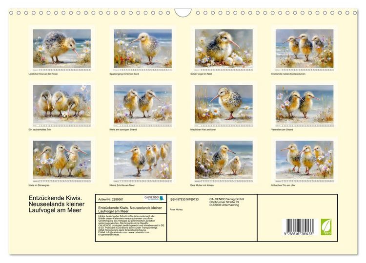 Produktbild: Entz&uuml;ckende Kiwis. Neuseelands kleiner Laufvogel am Meer (Wandkalender 2027 DIN A3 quer), CALVENDO Monatskalender