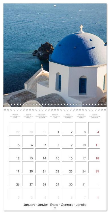 Produktbild: Santorini, Une perle de la M&eacute;diterran&eacute;e (Calendrier mural carr&eacute; 2026 30x30 cm) Calendrier double avec une page pour vos prises de notes