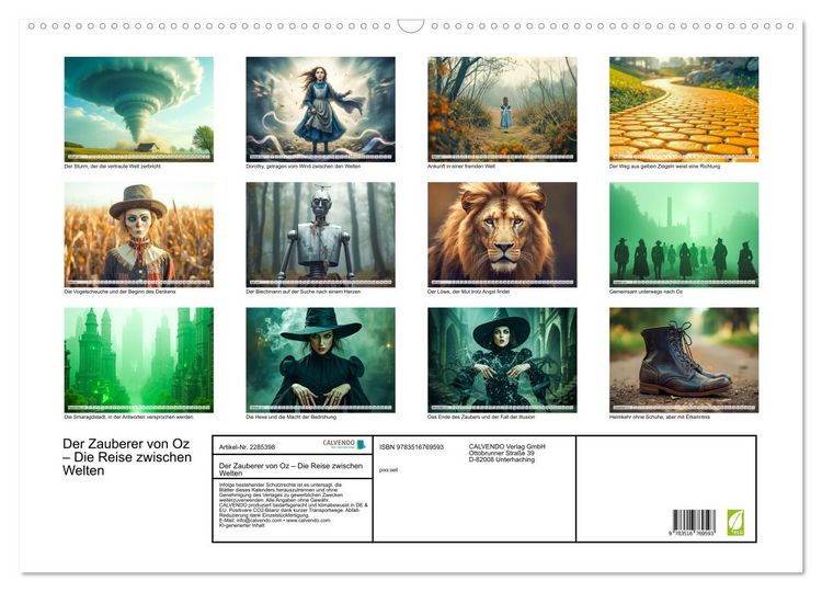 Produktbild: Der Zauberer von Oz &ndash; Die Reise zwischen Welten (Wandkalender 2027 DIN A2 quer), CALVENDO Monatskalender