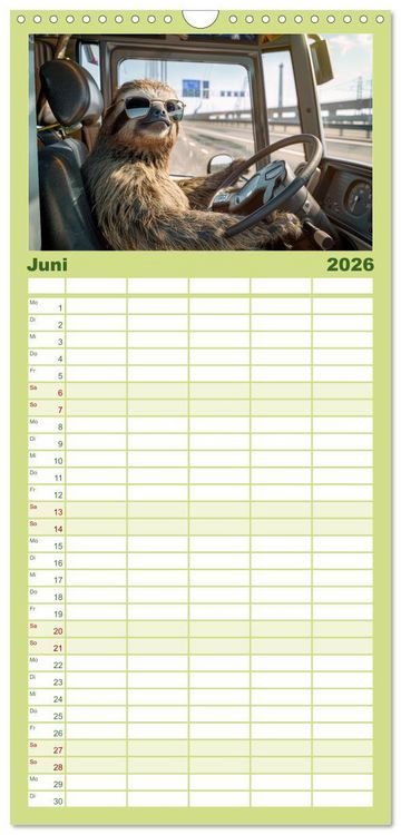 Produktbild: Familienplaner 2026 - Tierisch lustige LKW-Fahrer mit 5 Spalten (Wandkalender, 21 x 45 cm) CALVENDO