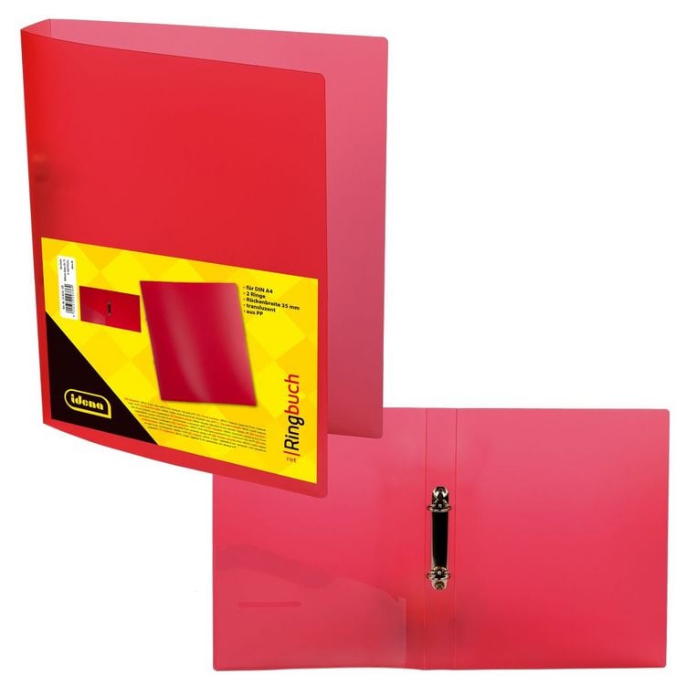 Produktbild: Idena Ringbuch PP 2 Ringe 35mm transluzent rot DIN A4