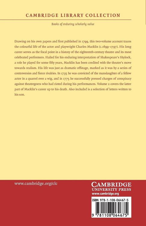 Produktbild: Memoirs of the Life of Charles Macklin, Esq.