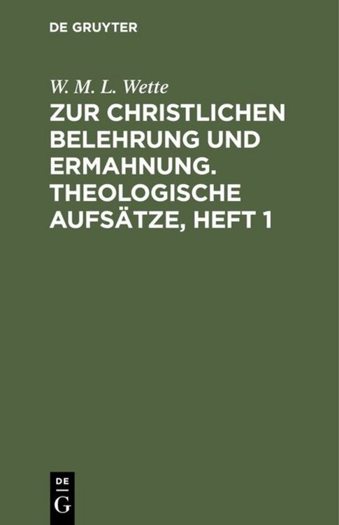 Produktbild: Zur christlichen Belehrung und Ermahnung. Theologische Aufs&auml;tze, Heft 1