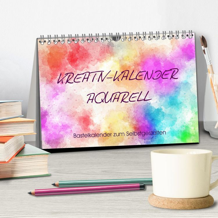 Produktbild: Kreativ-Kalender Aquarell. Bastelkalender zum Selbstgestalten (Tischkalender 2026 DIN A5 quer), CALVENDO Monatskalender