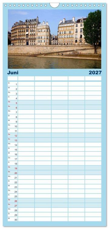 Produktbild: Familienplaner 2027 - Paris mit 5 Spalten (Wandkalender, 21 x 45 cm) CALVENDO