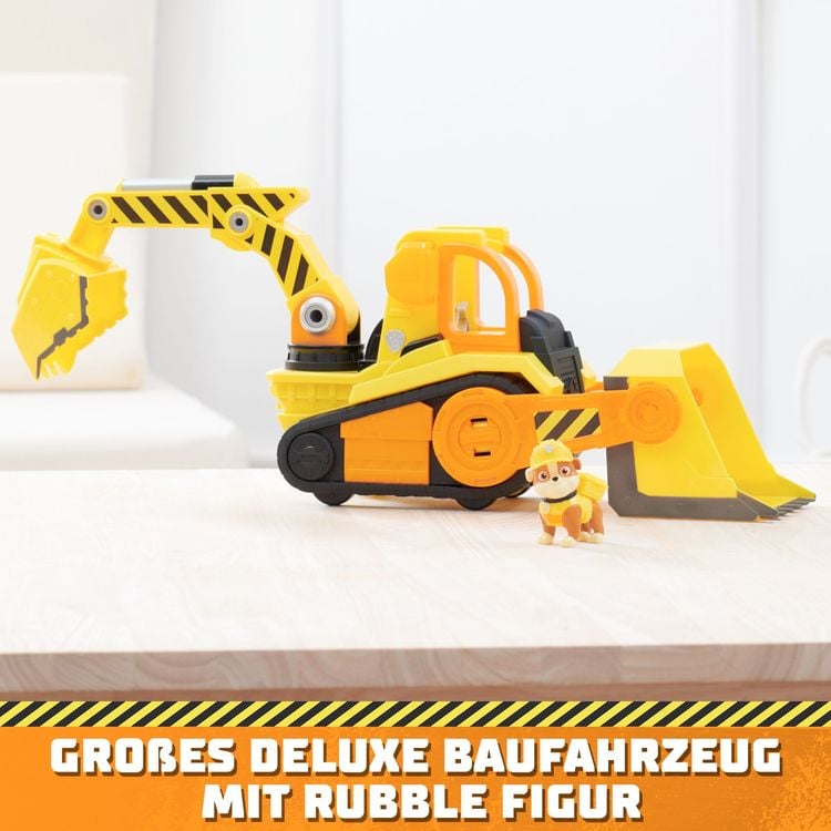Rubble & Crew - Großes Planierraupen-Baufahrzeug mit Licht- und Geräuscheffekten (Deluxe Fahrzeug) und Rubble-Figur