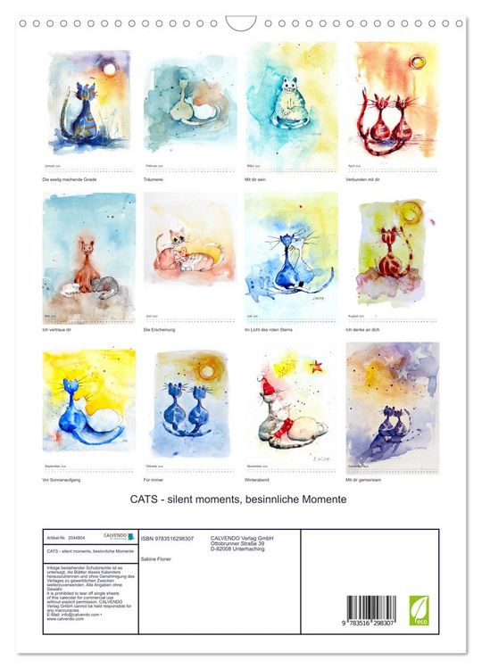 Produktbild: CATS - silent moments, besinnliche Momente (Wandkalender 2026 DIN A3 hoch), CALVENDO Monatskalender