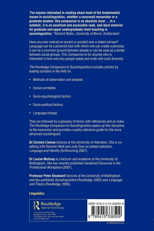 Produktbild: The Routledge Companion to Sociolinguistics