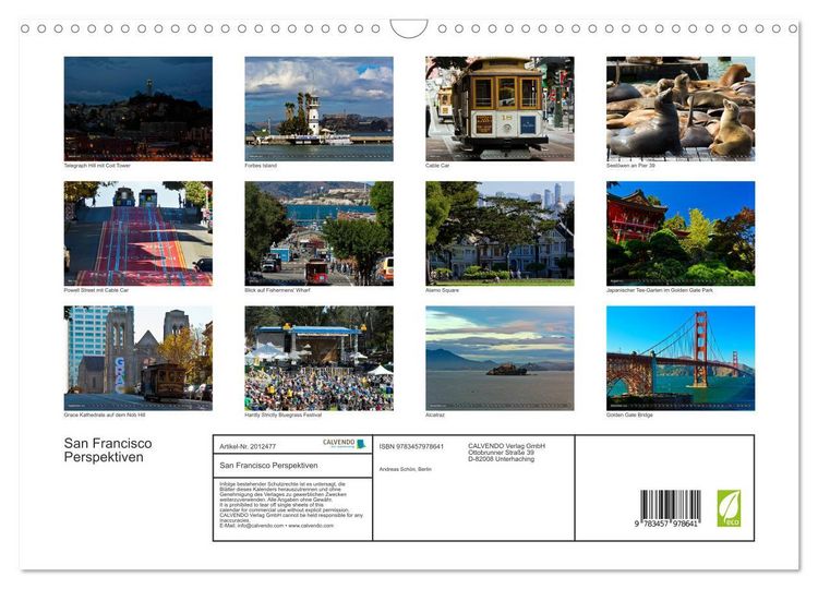 Produktbild: San Francisco Perspektiven (Wandkalender 2026 DIN A3 quer), CALVENDO Monatskalender