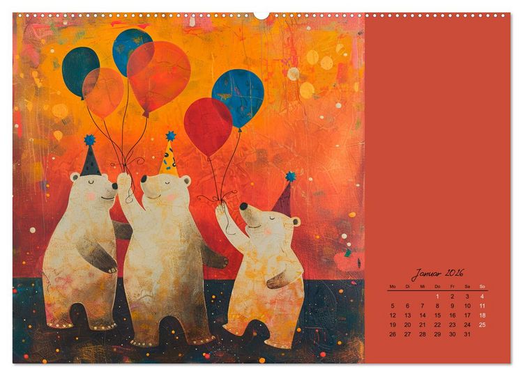 Produktbild: Wenn Tiere feiern (hochwertiger Premium Wandkalender 2026 DIN A2 quer), Kunstdruck in Hochglanz