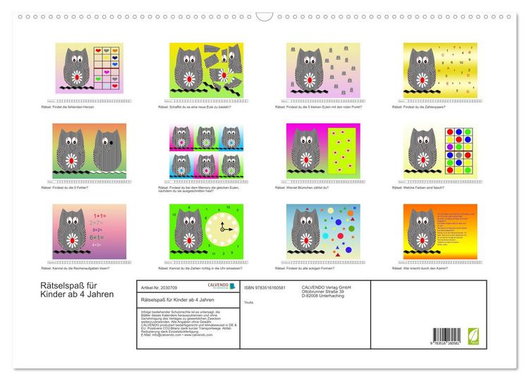 Produktbild: R&auml;tselspa&szlig; f&uuml;r Kinder ab 4 Jahren (Wandkalender 2026 DIN A2 quer), CALVENDO Monatskalender