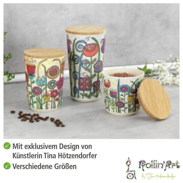 Produktbild: Vorratsdose Mod. Garden, 3er Set, aus Biokunststoff und Bambusdeckel