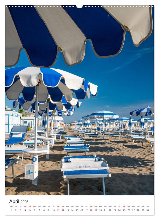 Produktbild: Rimini beach Umbrellas and cabins (Wall Calendar 2026 DIN A2 portrait), CALVENDO 12 Month Wall Calendar