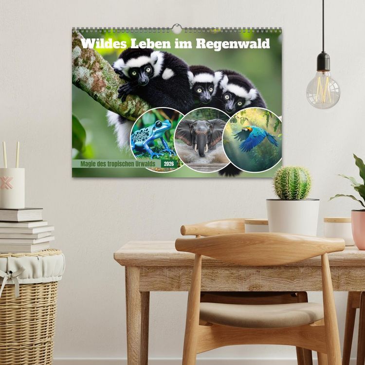 Produktbild: Wildes Leben im Regenwald (Wandkalender 2026 DIN A3 quer), CALVENDO Monatskalender