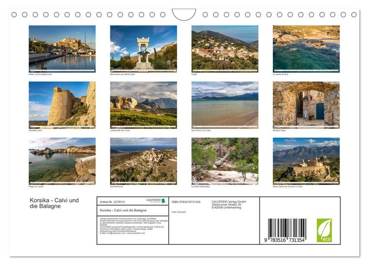 Produktbild: Korsika - Calvi und die Balagne (Wandkalender 2026 DIN A4 quer), CALVENDO Monatskalender