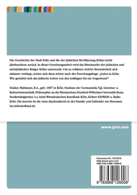 Produktbild: Juden in K&ouml;ln. Wie gestaltet sich das j&uuml;dische Leben von den Anf&auml;ngen bis zur Gegenwart?