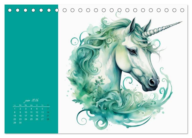 Produktbild: Les licornes (Calendrier de bureau 2026 DIN A5 vertical), CALVENDO calendrier mensuel