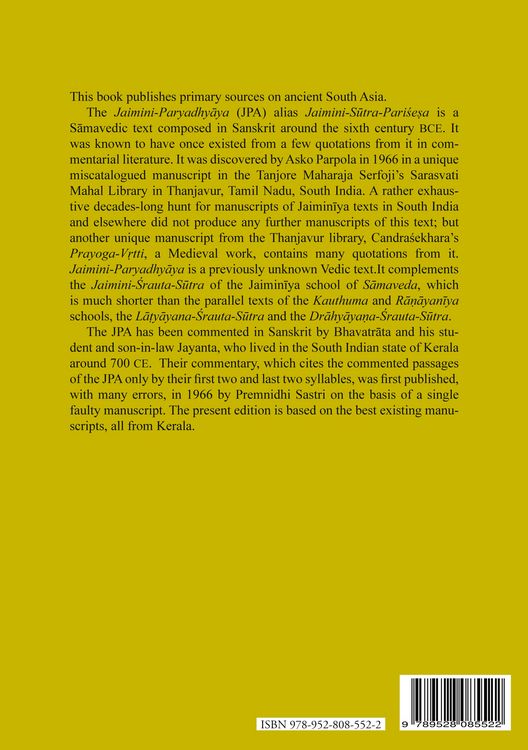 Produktbild: Jaimini-Paryadhyaya (Jaimini-Sutra-Parisesa) with commentaries of Bhavatrata and Jayanta