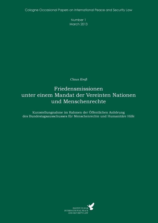 Produktbild: Friedensmissionen unter einem Mandat der Vereinten Nationen und Menschenrechte