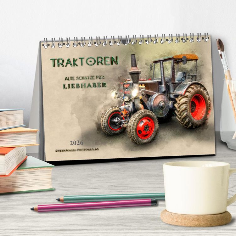 Produktbild: Traktoren - alte Sch&auml;tze f&uuml;r Liebhaber (Tischkalender 2026 DIN A5 quer), CALVENDO Monatskalender