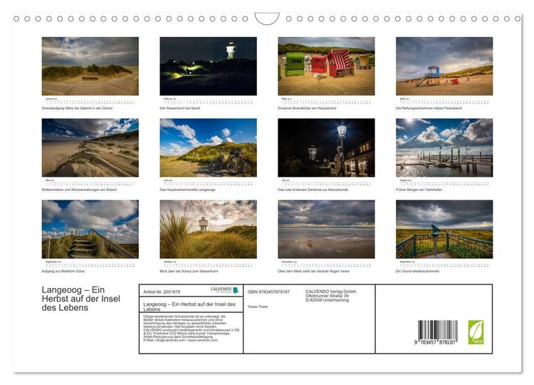 Produktbild: Langeoog &ndash; Ein Herbst auf der Insel des Lebens (Wandkalender 2026 DIN A3 quer), CALVENDO Monatskalender