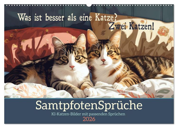 Produktbild: Samtpfotenspr&uuml;che (Wandkalender 2026 DIN A2 quer), CALVENDO Monatskalender