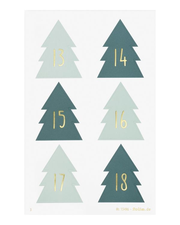 Produktbild: FOLIA Bastelartikel Adventskalendersticker CHRISTMAS TREE, 4 Blatt in 9x14cm