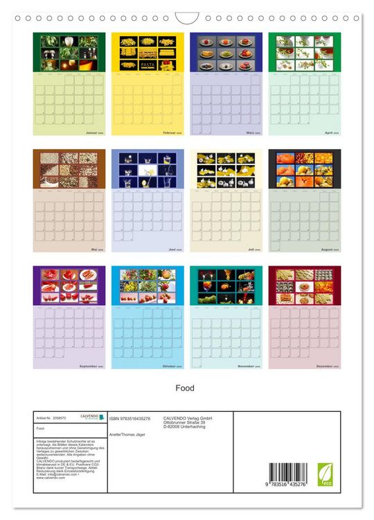 Produktbild: Food (Wandkalender 2026 DIN A3 hoch), CALVENDO Monatskalender