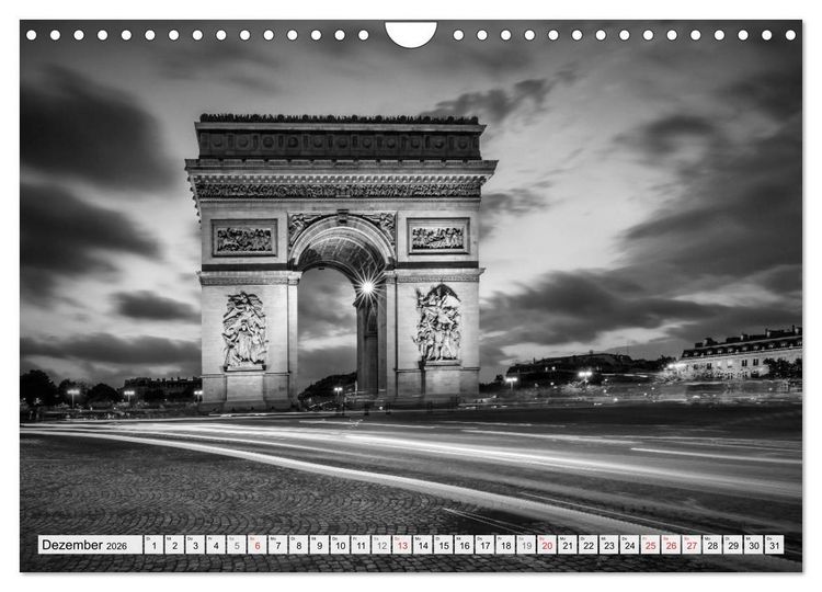 Produktbild: PARIS Monochrome Impressionen (Wandkalender 2026 DIN A4 quer), CALVENDO Monatskalender