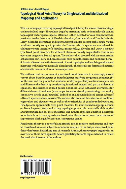Produktbild: Topological Fixed Point Theory for Singlevalued and Multivalued Mappings and Applications