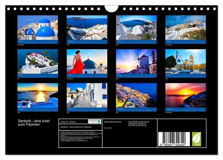 Produktbild: Santorin - eine Insel zum Tr&auml;umen (Wandkalender 2026 DIN A4 quer), CALVENDO Monatskalender