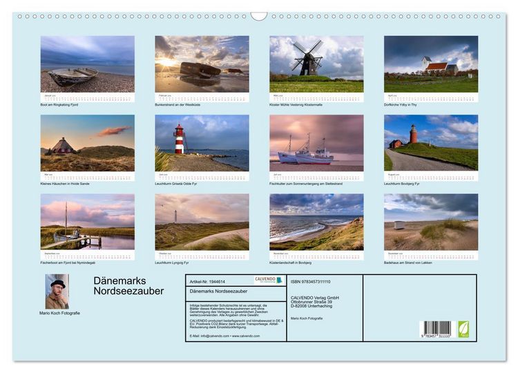 Produktbild: D&auml;nemarks Nordseezauber (Wandkalender 2026 DIN A2 quer), CALVENDO Monatskalender