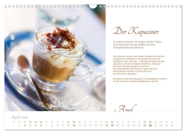 Produktbild: Wiener Kaffeerezepte (Wandkalender 2026 DIN A3 quer), CALVENDO Monatskalender