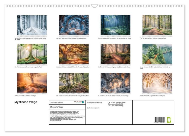 Produktbild: Mystische Wege (Wandkalender 2026 DIN A2 quer), CALVENDO Monatskalender