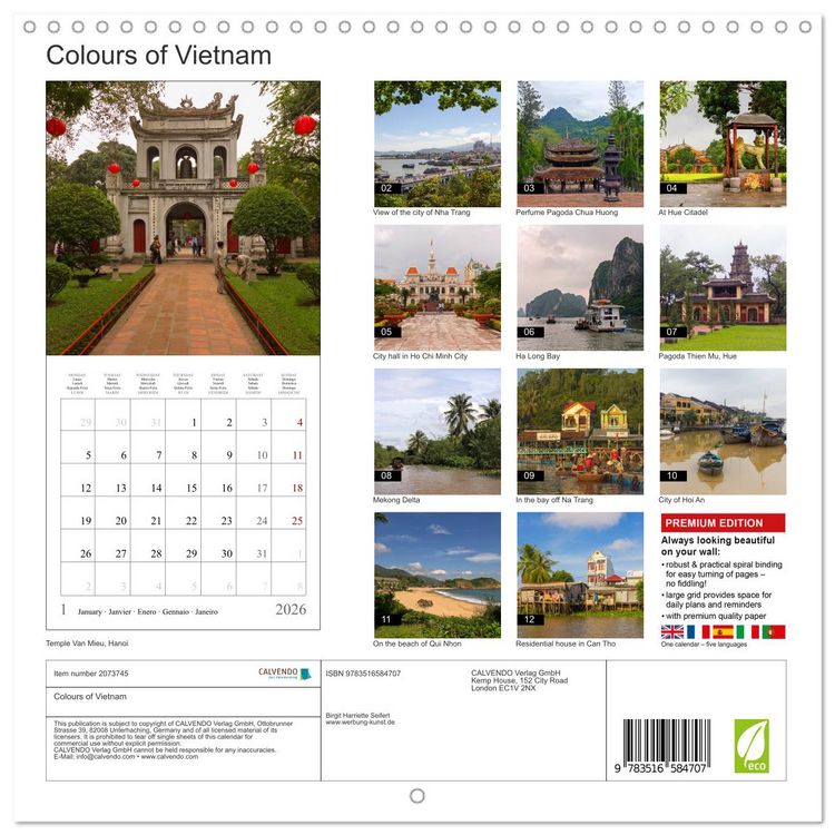 Produktbild: Colours of Vietnam (Wall Calendar 2026 12 &times; 12 Inch) CALVENDO 12 Month Wall Calendar