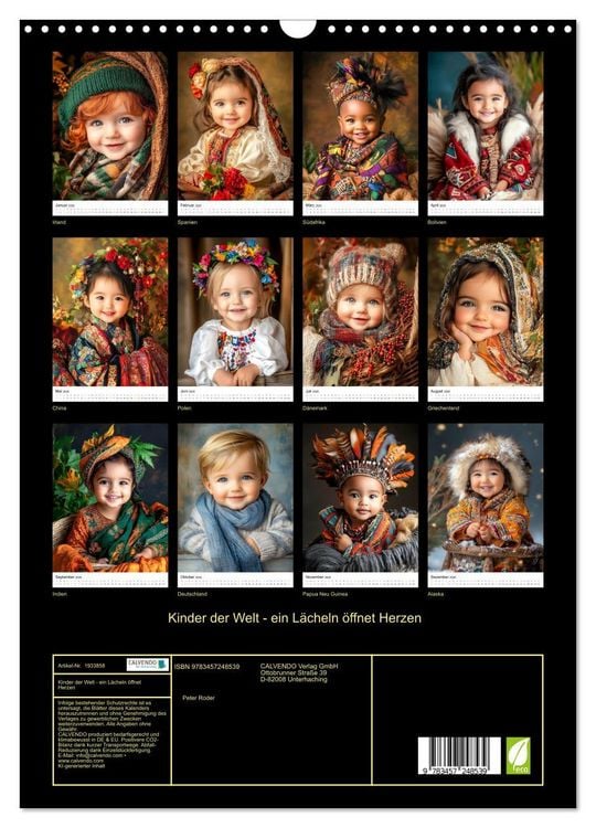 Produktbild: Kinder der Welt - ein L&auml;cheln &ouml;ffnet Herzen (Wandkalender 2026 DIN A3 hoch), CALVENDO Monatskalender
