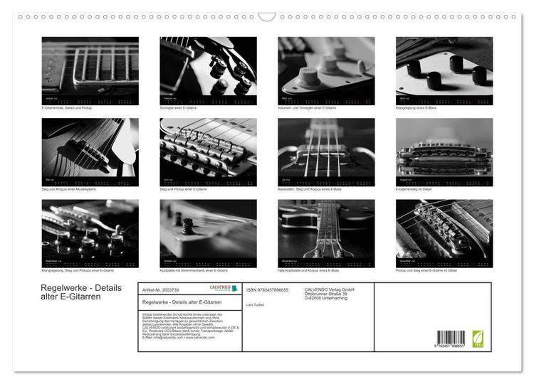 Produktbild: Regelwerke - Details alter E-Gitarren (Wandkalender 2026 DIN A2 quer), CALVENDO Monatskalender