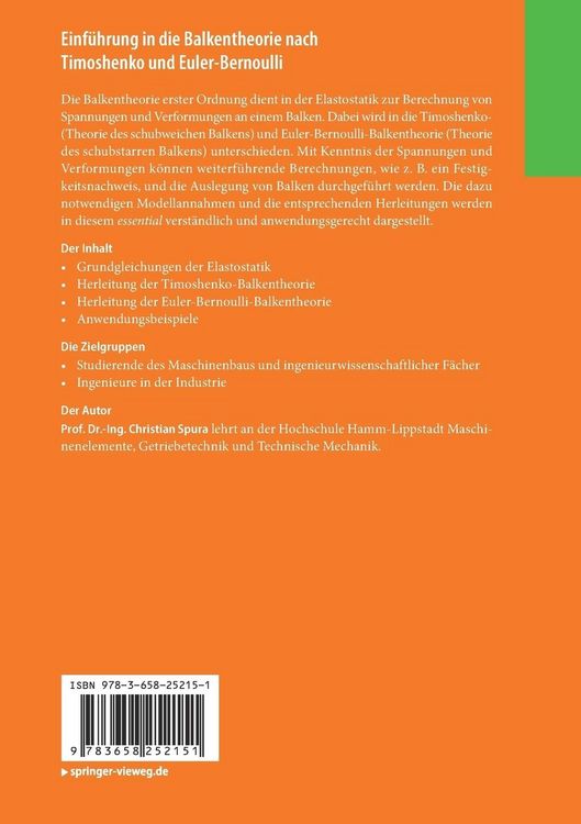 Produktbild: Einführung in die Balkentheorie nach Timoshenko und Euler-Bernoulli