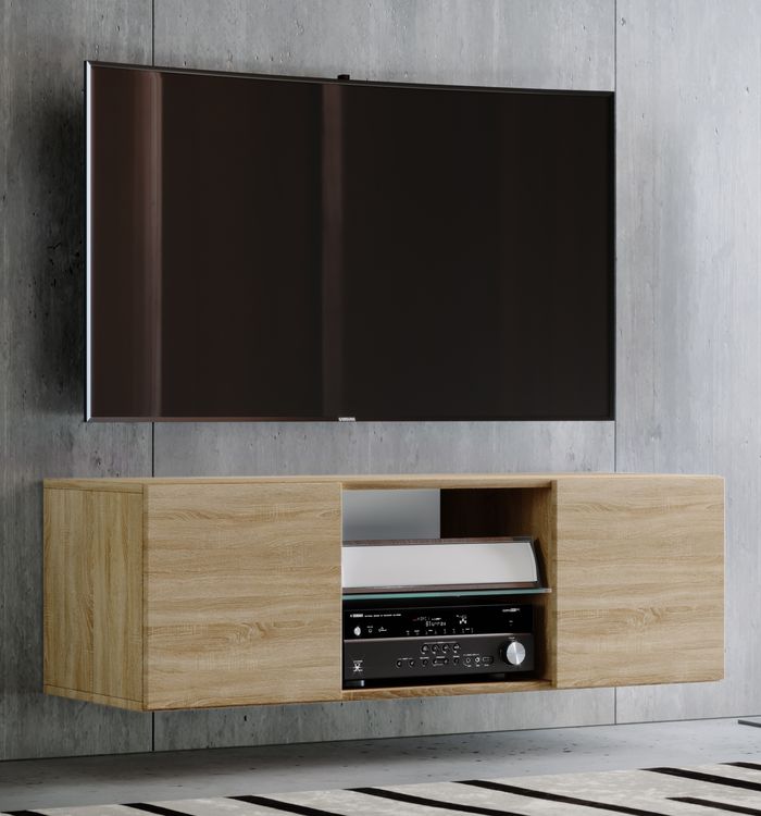 Produktbild: Holz TV Wand H&auml;nge Lowboard Fernsehschrank Jusa 95