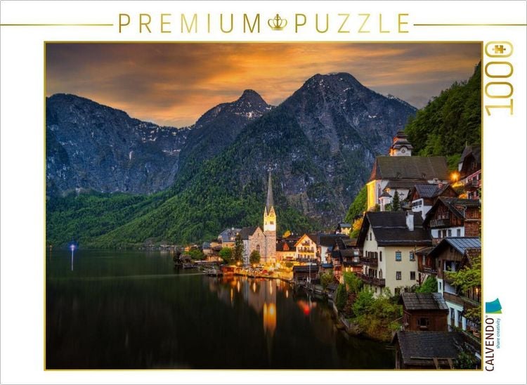 Produktbild: CALVENDO Puzzle Hallstatt nach Sonnenuntergang | 1000 Teile Lege-Gr&ouml;&szlig;e 64x48cm Foto-Puzzle f&uuml;r gl&uuml;ckliche Stunden