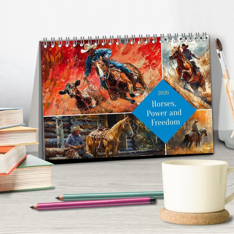 Produktbild: Horses, Power and Freedom (Desk Calendar 2026 DIN A5 landscape), CALVENDO 12 Month DeskCalendar
