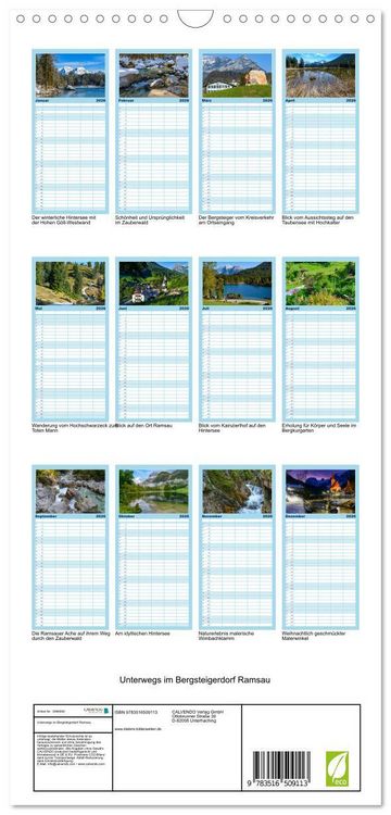Produktbild: Familienplaner 2026 - Unterwegs im Bergsteigerdorf Ramsau mit 5 Spalten (Wandkalender, 21 x 45 cm) CALVENDO